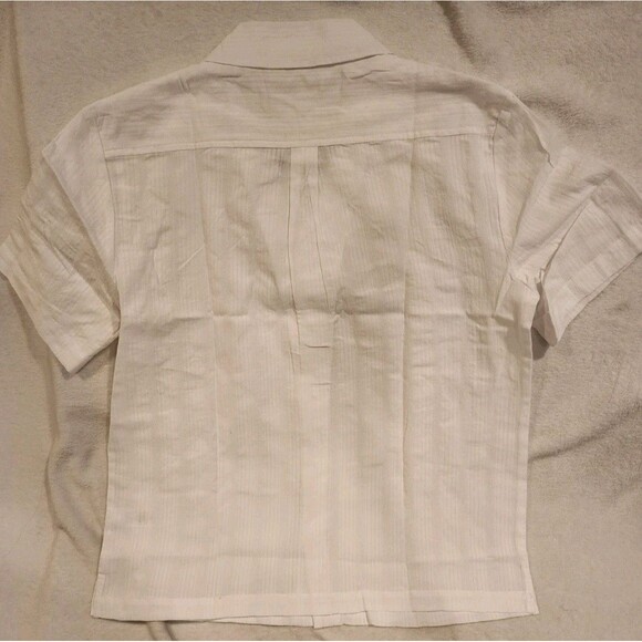 Kenneth Cole New York White Textured Button Up Short Sleeve Shirt Mens Size M - Picture 6 of 9